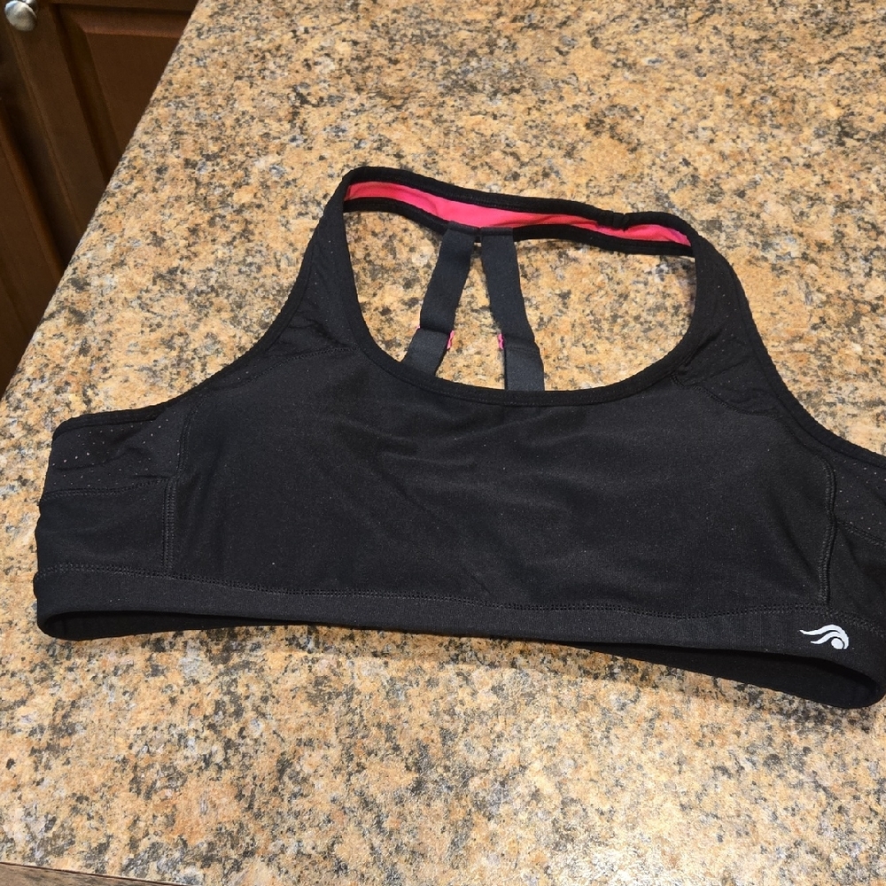 Ideology Black Sports Bra with Pink Trim